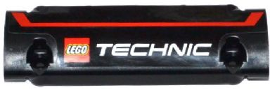Lego Technic, Panel Curved 11 x 3 with Red Stripe and Technic Logo Pattern (Sticker) - Set 42024 / Black