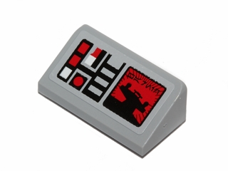 Lego Slope 30 1 x 2 x 2/3 with Buttons and Screen with Red Star Destroyer Bridge Pattern (Sticker) - Set 75003 / Light Bluish Gray