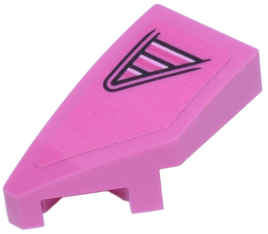 Lego Wedge 2 x 1 x 2/3 Left with Black and Bright Pink Triangle Air Intake Pattern (Sticker) - Set 77241 / Dark Pink