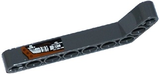 Lego Technic, Liftarm, Modified Bent Thick 1 x 9 (7 - 3) with Silver Hydraulic Cylinder and Reddish Brown Wires Pattern Model Left (Sticker) - Set 70220 / Dark Bluish Gray