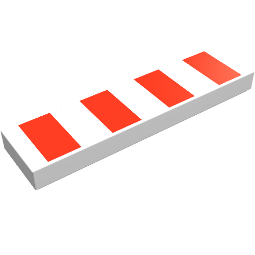 Lego Tile 1 x 4 with 4 Red Stripes Print