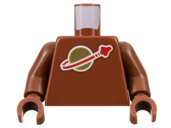 Lego Torso with Classic Space Logo High on Torso Pattern, Inside with Ribs (second reissue) / Reddish Brown Arms / Reddish Brown Hands