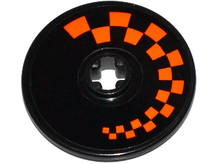 Lego Technic, Disk 3 x 3 with Orange Checkered Pattern Model Left Side (Sticker) - Set 42048