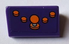 Lego Slope 30 1 x 2 x 2/3 with 4 Orange Buttons and Joystick Pattern (Sticker) - Set 71016 / Dark Purple