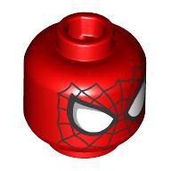 Lego Minifig Head Spider-Man, Black Webs, Black/White Eyes / Red