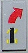 Lego Tile 1 x 2 with Car, Red Right Curved Arrow Pattern (Sticker) - Set 8082