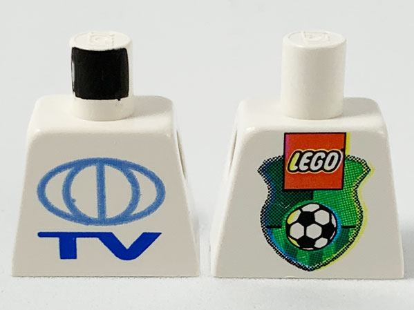 Lego Torso TV Globe Big Pattern - LEGO Soccer Logo on Back / White