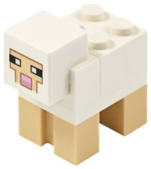 Lego Minecraft Sheep, White, Brick 2 x 2 on Back - Brick Built