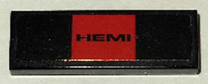 Lego Tile 1 x 3 with 'HEMI' on Red Background Pattern (Sticker) - Set 75893