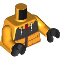 Lego Torso Jacket, Silver Chest, White Laces, Red Zipper Print, Bright Light Orange Arms, Black Hands / Bright Light Orange