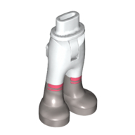 Lego Minidoll Hips and Trousers with Back Pockets with Coral Stripes, Silver Boots Print [Thin Hinge]