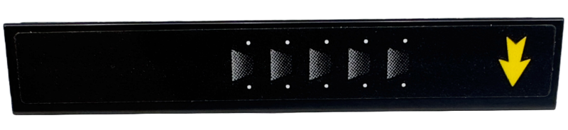 Lego Tile 1 x 6 with Silver Air Vents and Yellow Arrow Pointing Down Pattern Model Right Side (Sticker) - Set 42153 / Black