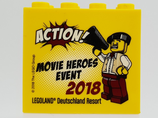 Lego Brick 2 x 4 x 3 with Action! Movie Heroes Event 2018 LEGOLAND Deutschland Resort Pattern