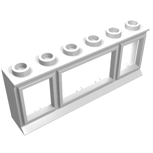 Lego Window 1 x 6 x 2 [Old Style Extended Lip & Glass] / White