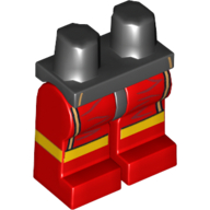 Lego Hips and Red Legs with Boxing Trunks with Gold Piping Print / Black