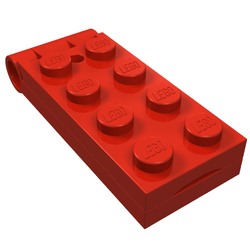 Lego Hinge Plate 2 x 5 with Small Hole [Complete Assembly] / Red