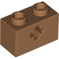 Lego Technic, Brick 1 x 2 with Axle Hole / Medium Nougat