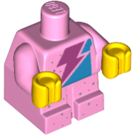 Lego Baby / Toddler Body with Fixed Arms and Yellow Hands Sparkle Baby with Pink on Turquoise Lightning and Silver Spots