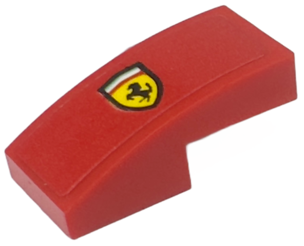 Lego Slope, Curved 2 x 1 x 2/3 with Ferrari Logo Pattern Model Right Side (Sticker) - Set 76914