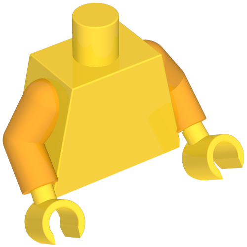 Lego Torso Sweater with Heart in Circle Print, Bright Light Orange Arms, Yellow Hands