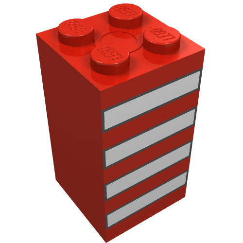 Lego Brick 2 x 2 x 3 with White Stripes Black Outlined Print