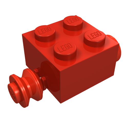 Lego Brick Special 2 x 2 [Red Wheels for Single Tyre] / Red