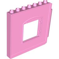 Lego Duplo Building Wall 1 x 8 x 6 with Window Opening, Hinge on Right / Bright Pink