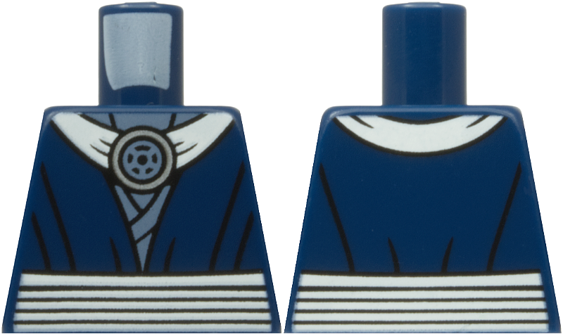 Lego Torso Robe over Sand Blue Shirt, White Belt and Neck Wrap with Medallion Pattern / Dark Blue