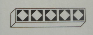 Lego Modulex Tile 1 x 5 with Black Square, Diamond Cutout Print, without Internal Supports