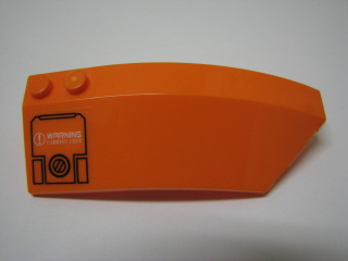 Lego Wedge 8 x 3 x 2 Open Right with Filler Cap and 'WARNING FLAMMABLE LIQUID' Pattern (Sticker) - Set 7706