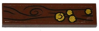 Lego Tile 1 x 4 with Wood Grain and 4 Gold Coins (3 Small / 1 Large) Pattern (Sticker) - Set 79008
