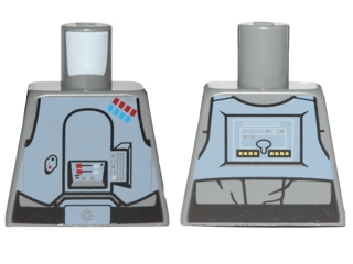Lego Torso Sand Blue Armor Breastplate, Black Lines with Blue and Red General Insignia Pattern (SW General Veers) / Dark Bluish Gray