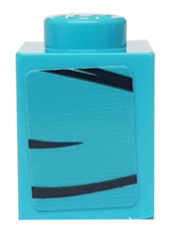 Lego Brick 1 x 1 with 3 Black Lines on Medium Azure Background Pattern Model Left Side (Sticker) - Set 76898