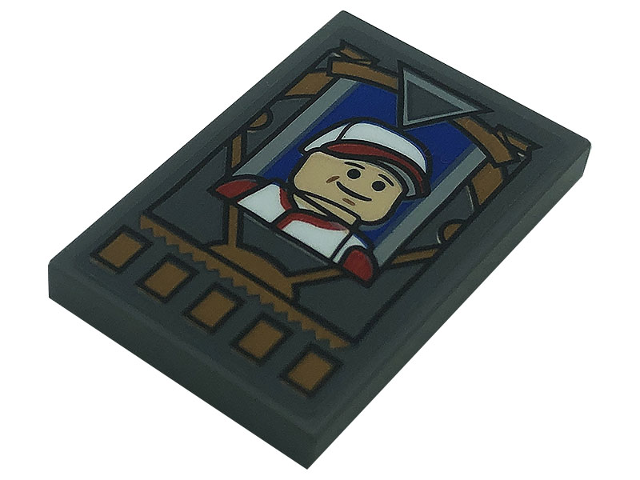 Lego Tile 2 x 3 with Minifigure with White and Red Cap Pattern (Sticker) - Set 21328