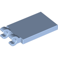Lego Tile Special 2 x 3 with 2 Clips [Thick Open O Clips] / Bright Light Blue