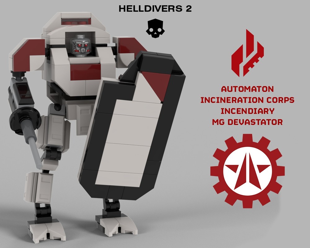 Lego Helldivers 2 Automaton Incineration Corps Incendiary MG Devastator