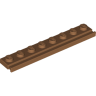 Lego Plate Special 1 x 8 with Door Rail / Medium Nougat