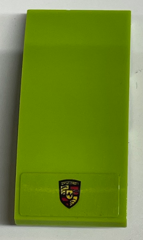 Lego Slope, Curved 4 x 2 with Porsche Emblem Pattern (Sticker) - Set 75888