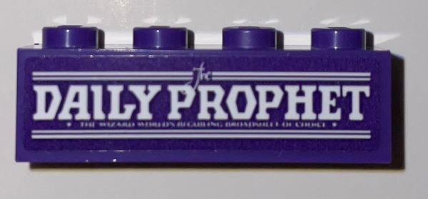 Lego Brick 1 x 4 with White 'The DAILY PROPHET' and Lines Pattern (Sticker) - Set 75957 / Dark Purple