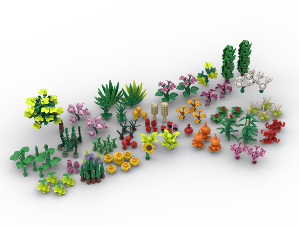 Lego Botanical garden pack with 33 flowers and plants (city scale)