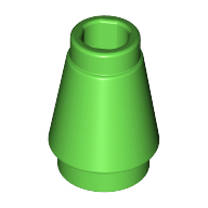Lego Cone 1 x 1 [Top Groove] / Bright Green