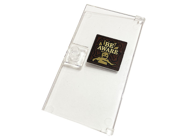 Lego Door 1 x 4 x 6 with Stud Handle with 'BE AWARE' and Mandrake Pattern on Both Sides (Stickers) - Set 76384