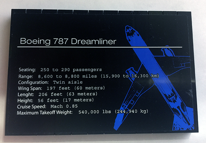 Lego Stickered Assembly 12 x 8 x 2/3 with 'Boeing 787 Dreamliner' Pattern (Sticker) - Set 10177