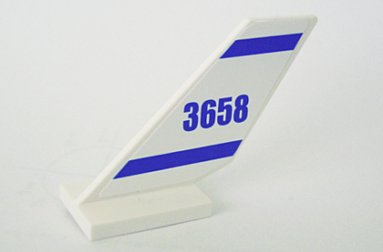 Lego Tail Shuttle with '3658' and Blue Stripes Pattern on Both Sides (Stickers) - Set 3658 / White
