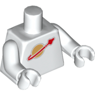 Lego Torso Classic Space Logo Print, White Arms and Hands / White