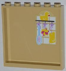 Lego Panel 1 x 6 x 5 with Yellow Duck, Brush and Sponges Pattern on Inside (Sticker) - Set 3315 / Tan
