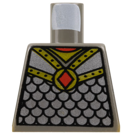 Lego Torso Castle Knights Kingdom Scale Mail with Red Diamond Amulet Pattern / Dark Gray