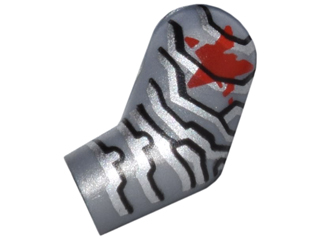 Lego Arm, Left with Armor Plates and Red Star Pattern / Flat Silver