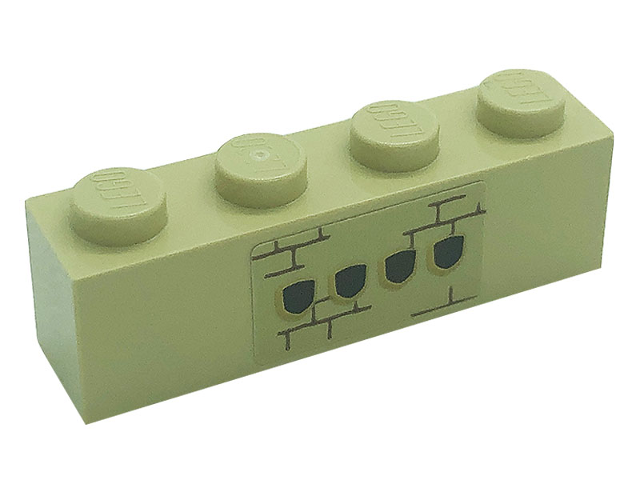 Lego Brick 1 x 4 with Shields and Bricks Pattern (Sticker) - Set 71043