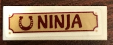 Lego Tile 1 x 3 with Horseshoe and 'NINJA' Pattern (Sticker) - Set 41126 / White